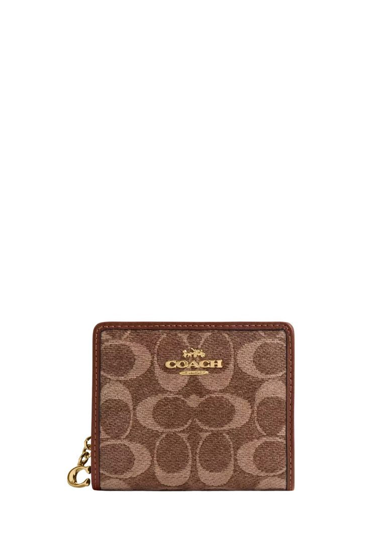 Snap Wallet In Signature Chenille Gold Light Khaki Vintage Brown