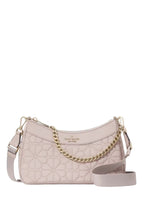 Spade Flower Quilted Fabric Convertible Crossbody Cozy Grey