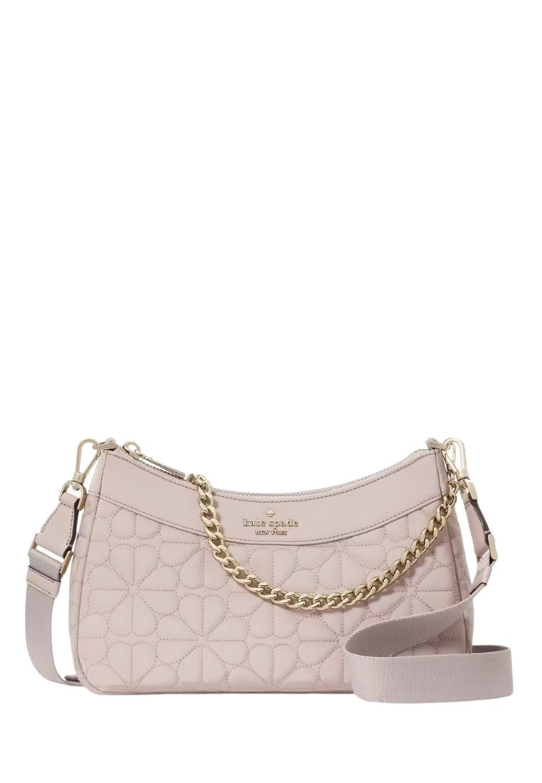 Spade Flower Quilted Fabric Convertible Crossbody Cozy Grey