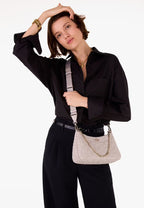 Spade Flower Quilted Fabric Convertible Crossbody Cozy Grey