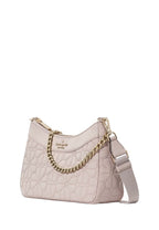 Spade Flower Quilted Fabric Convertible Crossbody Cozy Grey