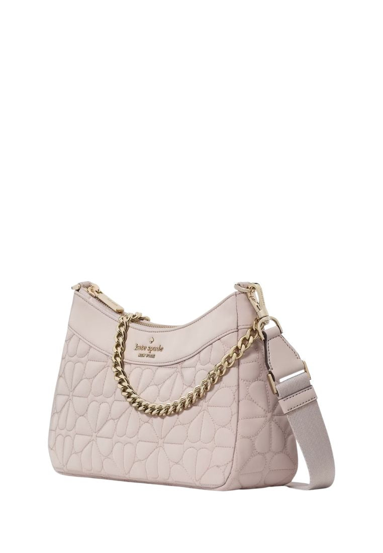 Spade Flower Quilted Fabric Convertible Crossbody Cozy Grey