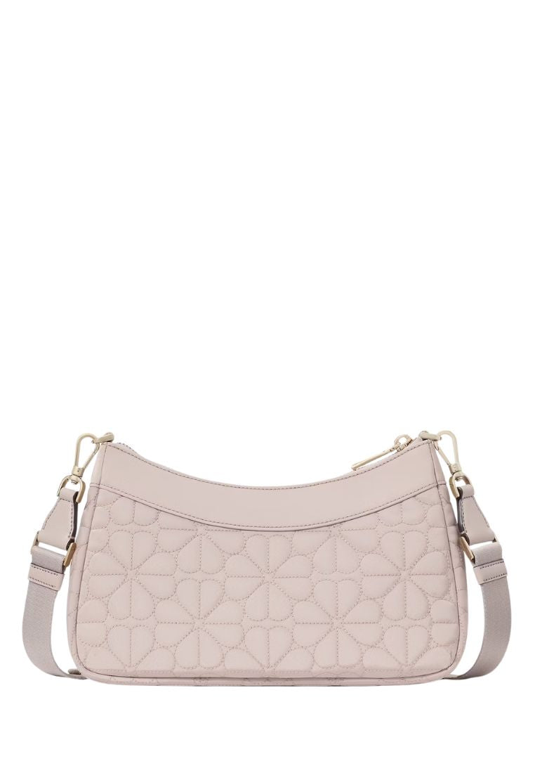 Spade Flower Quilted Fabric Convertible Crossbody Cozy Grey