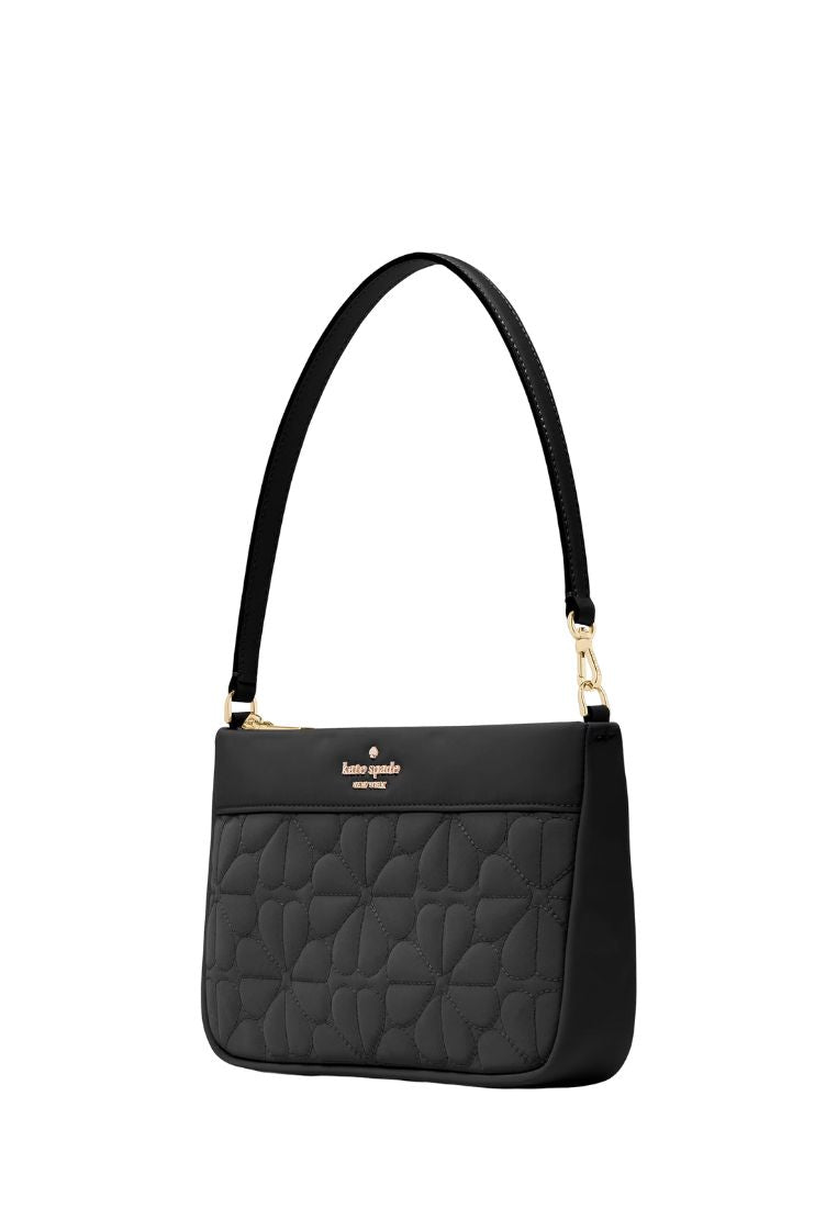 Spade Flower Quilted Fabric Convertible Wristlet Black