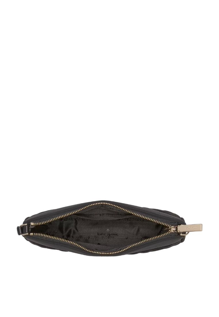 Spade Flower Quilted Fabric Convertible Wristlet Black