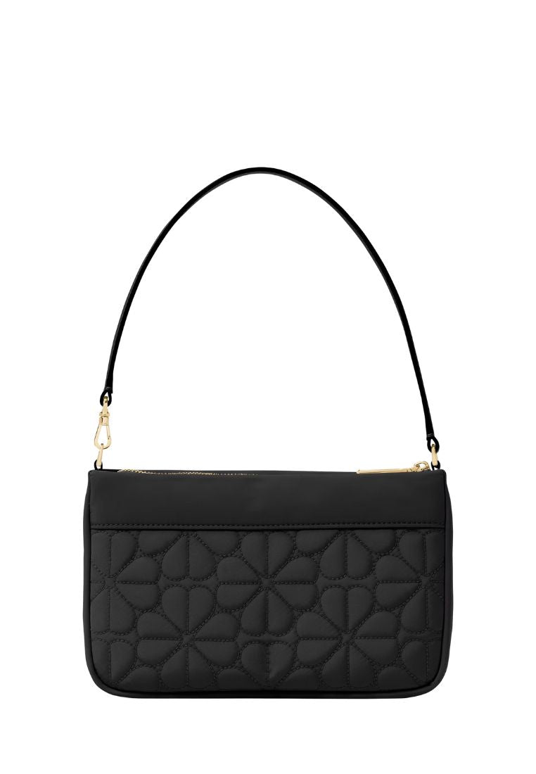 Spade Flower Quilted Fabric Convertible Wristlet Black