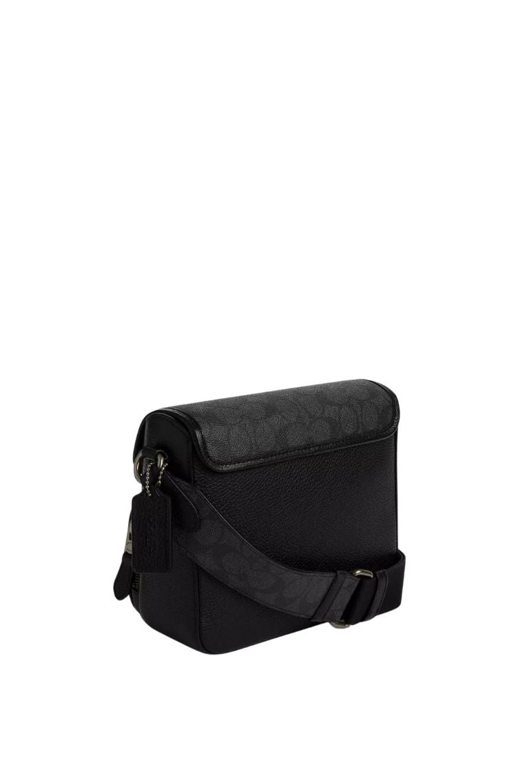 Sullivan Flap Crossbody Bag In Signature Canvas Gunmetal Charcoal Black