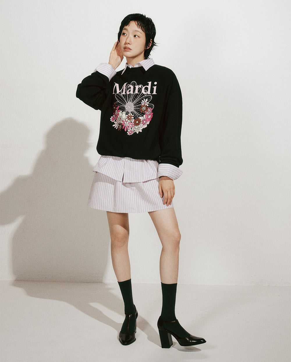 Sweatshirt FLOWERMARDI JARDIN Black Pale Pink