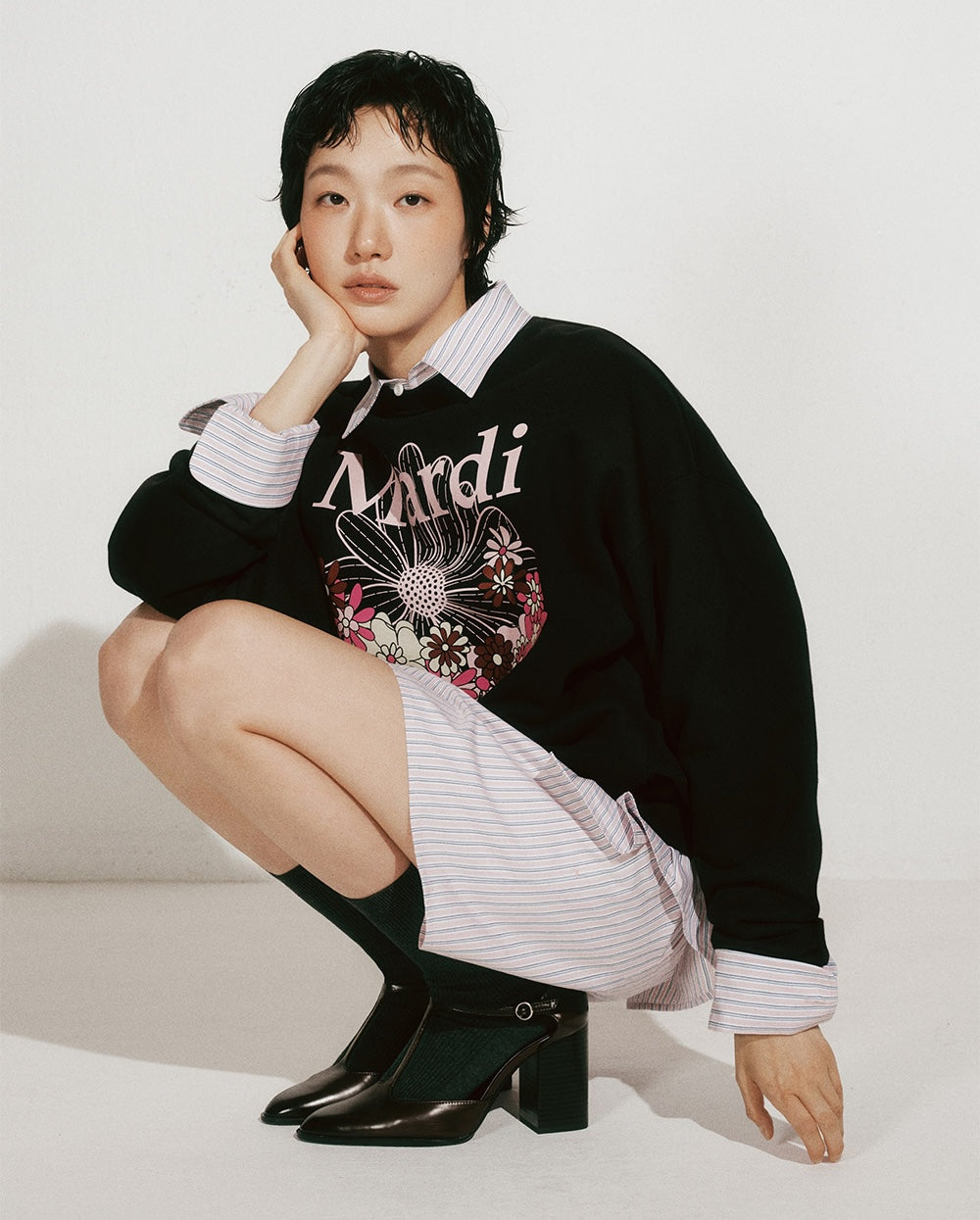 Sweatshirt FLOWERMARDI JARDIN Black Pale Pink