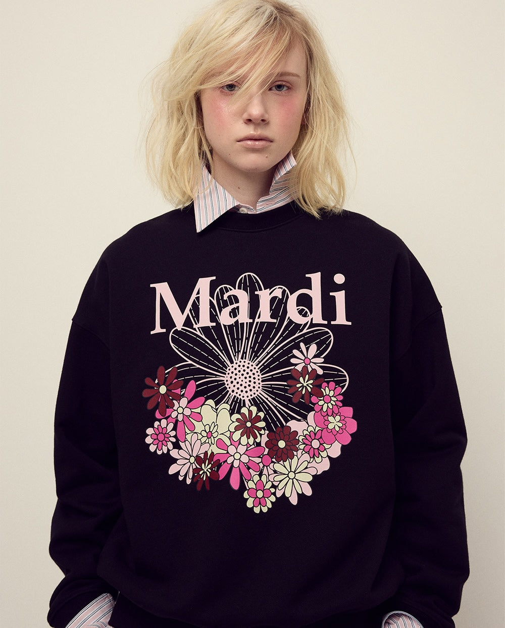 Sweatshirt FLOWERMARDI JARDIN Black Pale Pink