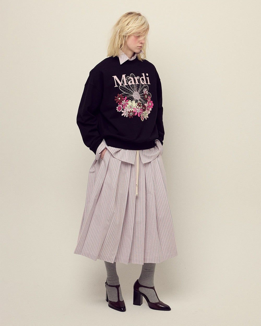 Sweatshirt FLOWERMARDI JARDIN Black Pale Pink