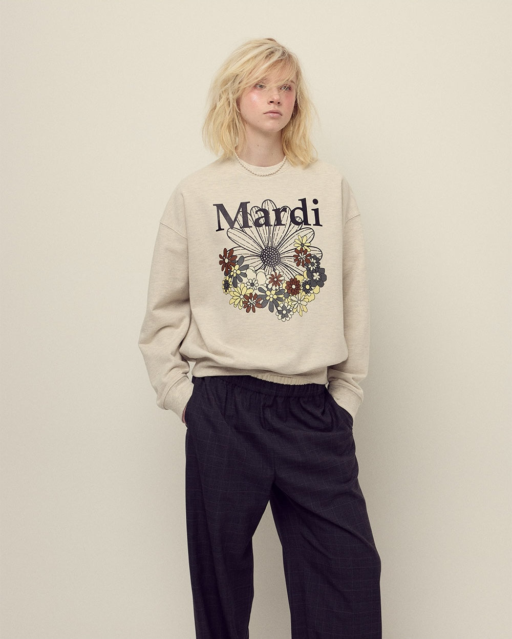 Sweatshirt FLOWERMARDI JARDIN Oatmeal Black