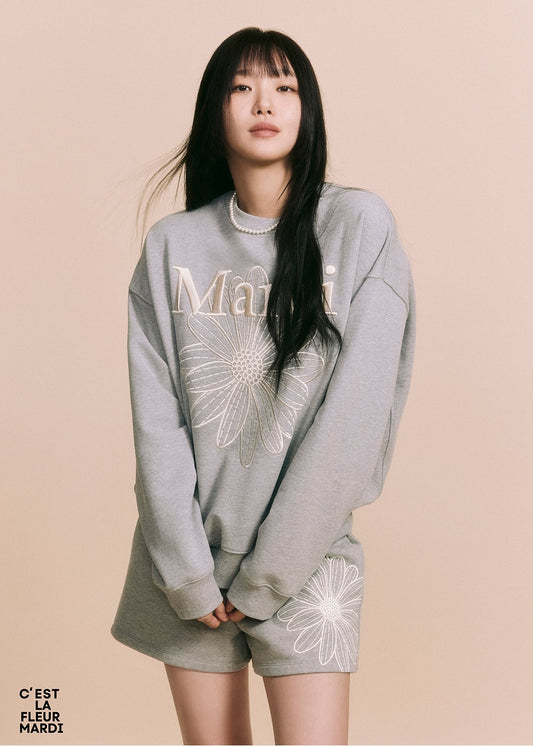 Sweatshirt FLOWERMARDI NEEDLEWORK Grey Cream
