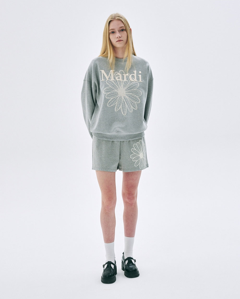 Sweatshirt FLOWERMARDI NEEDLEWORK Grey Cream