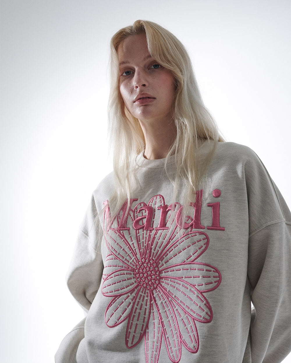 Sweatshirt FLOWERMARDI NEEDLEWORK Oatmeal Pink