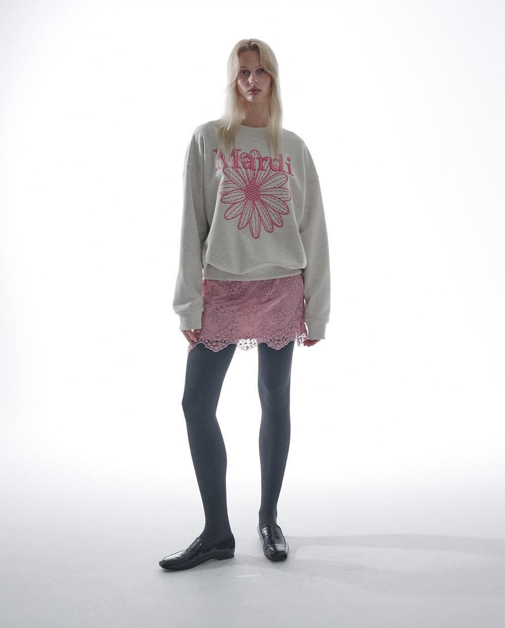 Sweatshirt FLOWERMARDI NEEDLEWORK Oatmeal Pink