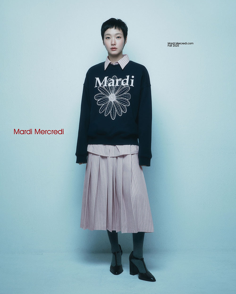 Sweatshirt FLOWERMARDI Navy Pale Pink