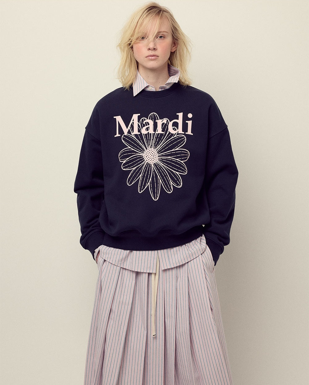 Sweatshirt FLOWERMARDI Navy Pale Pink