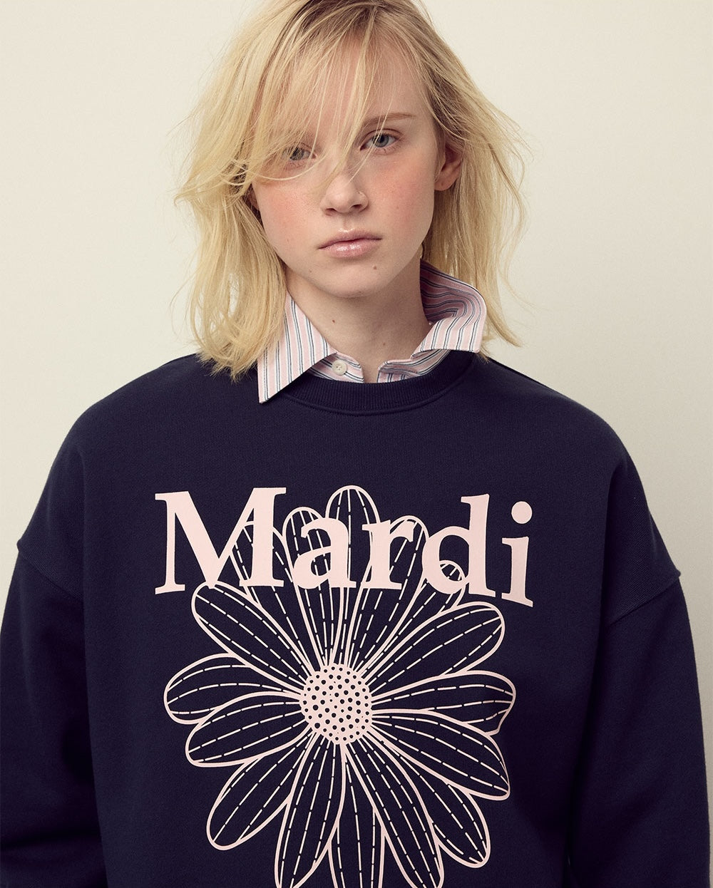 Sweatshirt FLOWERMARDI Navy Pale Pink