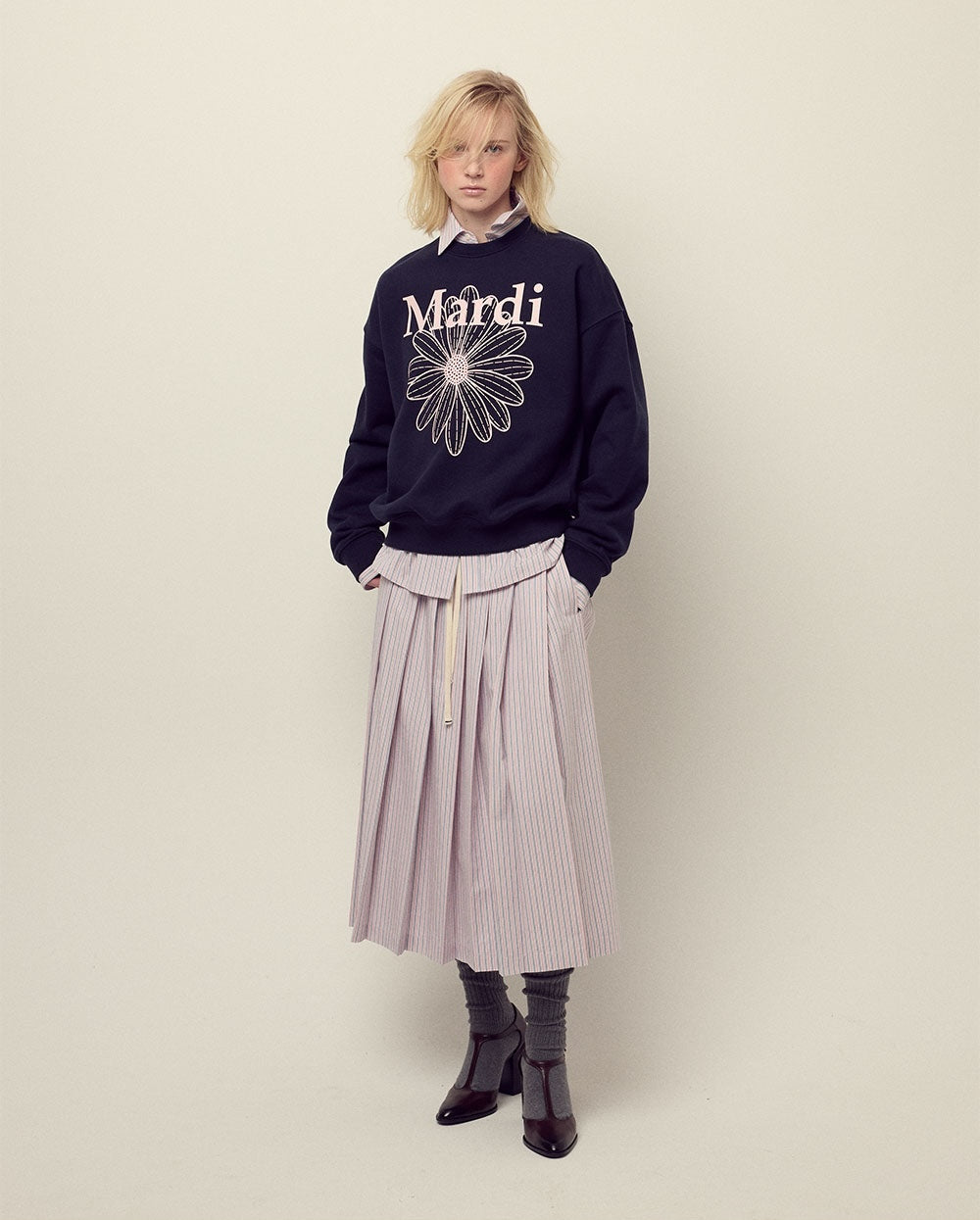 Sweatshirt FLOWERMARDI Navy Pale Pink