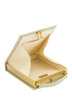 Taya-Wine Glass Pattern Embroidery Book shape clutch bag- light green