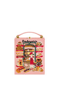 Taya Bakery Pattern Embroidered Book Shape Clutch Bag - Pink
