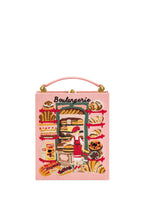 Taya Bakery Pattern Embroidered Book Shape Clutch Bag - Pink