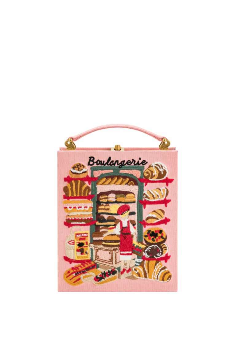 Taya Bakery Pattern Embroidered Book Shape Clutch Bag - Pink