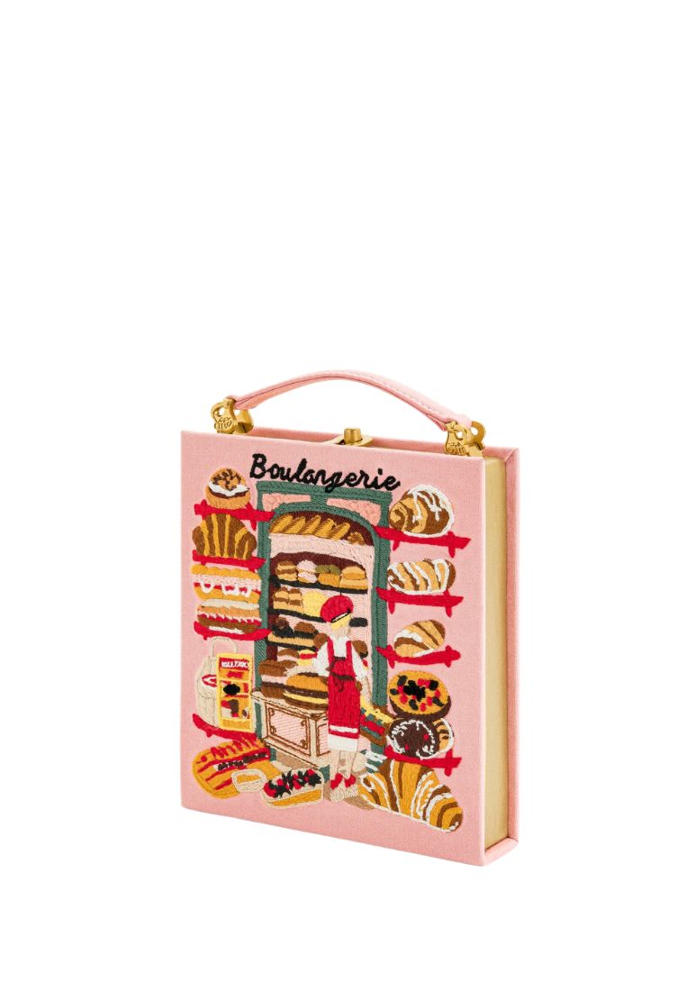 Taya Bakery Pattern Embroidered Book Shape Clutch Bag - Pink