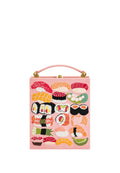 Taya Sushi Pattern Embroidery Book Shape Clutch Bag - Pink