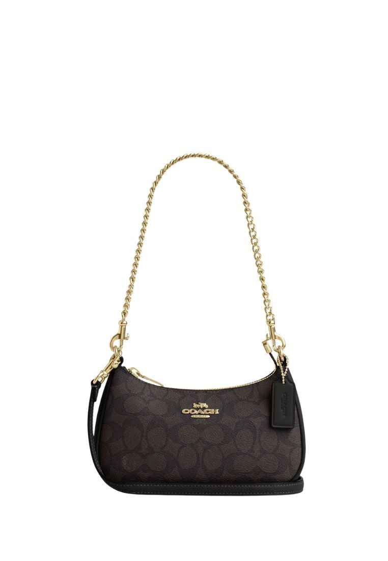 Teri Mini Crossbody Bag In Signature Canvas Gold Walnut Black