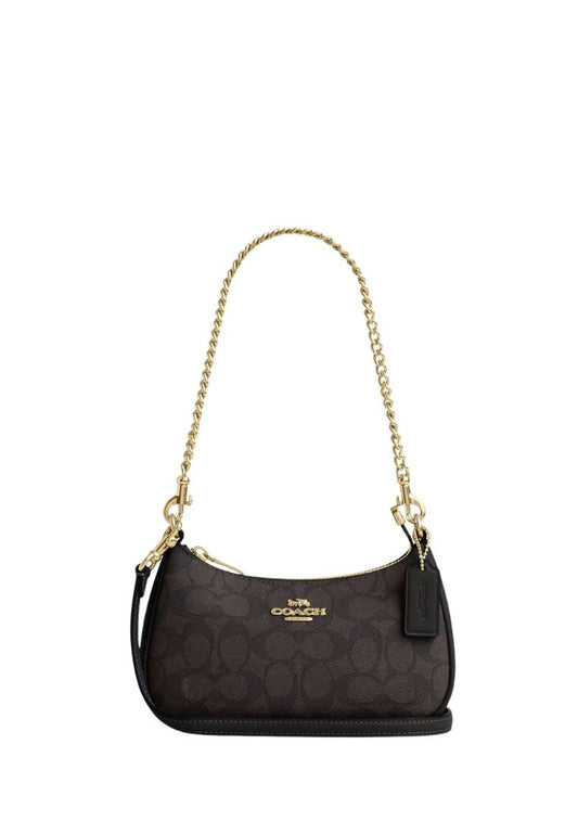 Teri Mini Crossbody Bag In Signature Canvas Gold Walnut Black