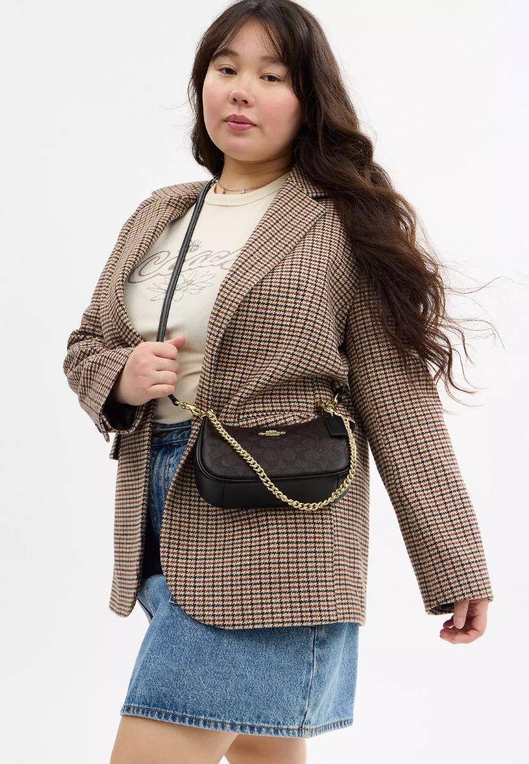 Teri Mini Crossbody Bag In Signature Canvas Gold Walnut Black