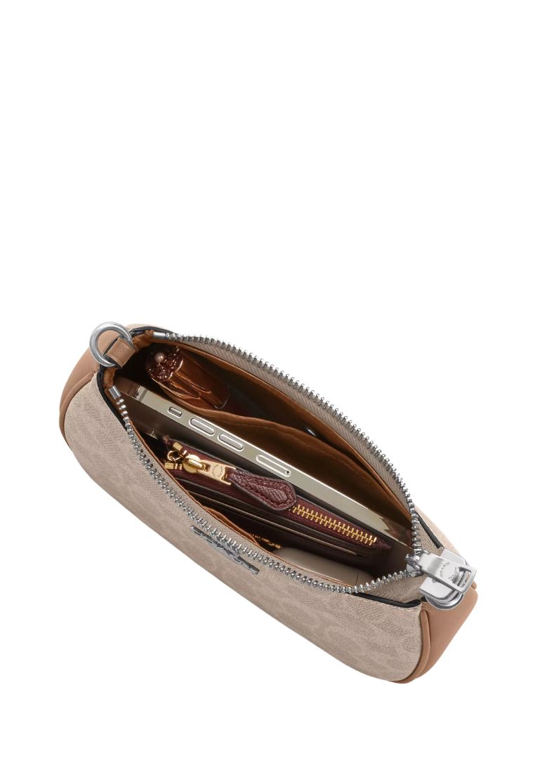 Teri Mini Crossbody Bag In Signature Canvas Silver Sand Taupe