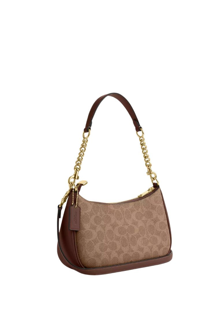 Teri Shoulder Bag In Signature Canvas Gold Tan Brown