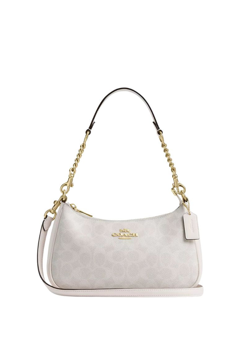 Teri Shoulder Bag In Signature Canvas Gold White Chalk