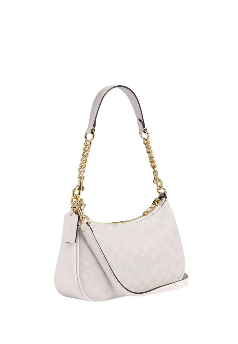 Teri Shoulder Bag In Signature Canvas Gold White Chalk