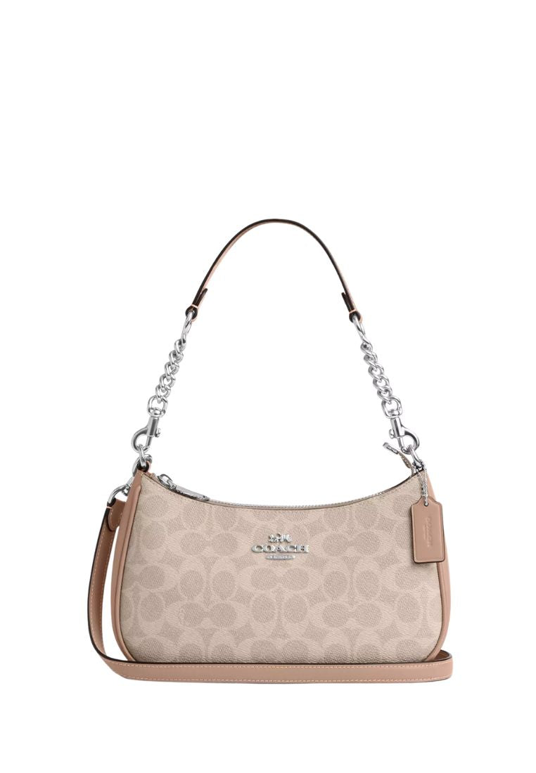 Teri Shoulder Bag In Signature Canvas Silver Sand Taupe