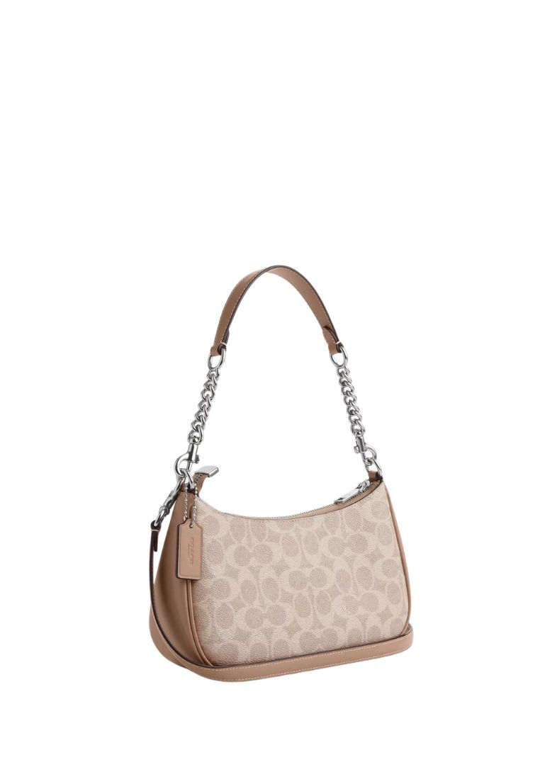 Teri Shoulder Bag In Signature Canvas Silver Sand Taupe