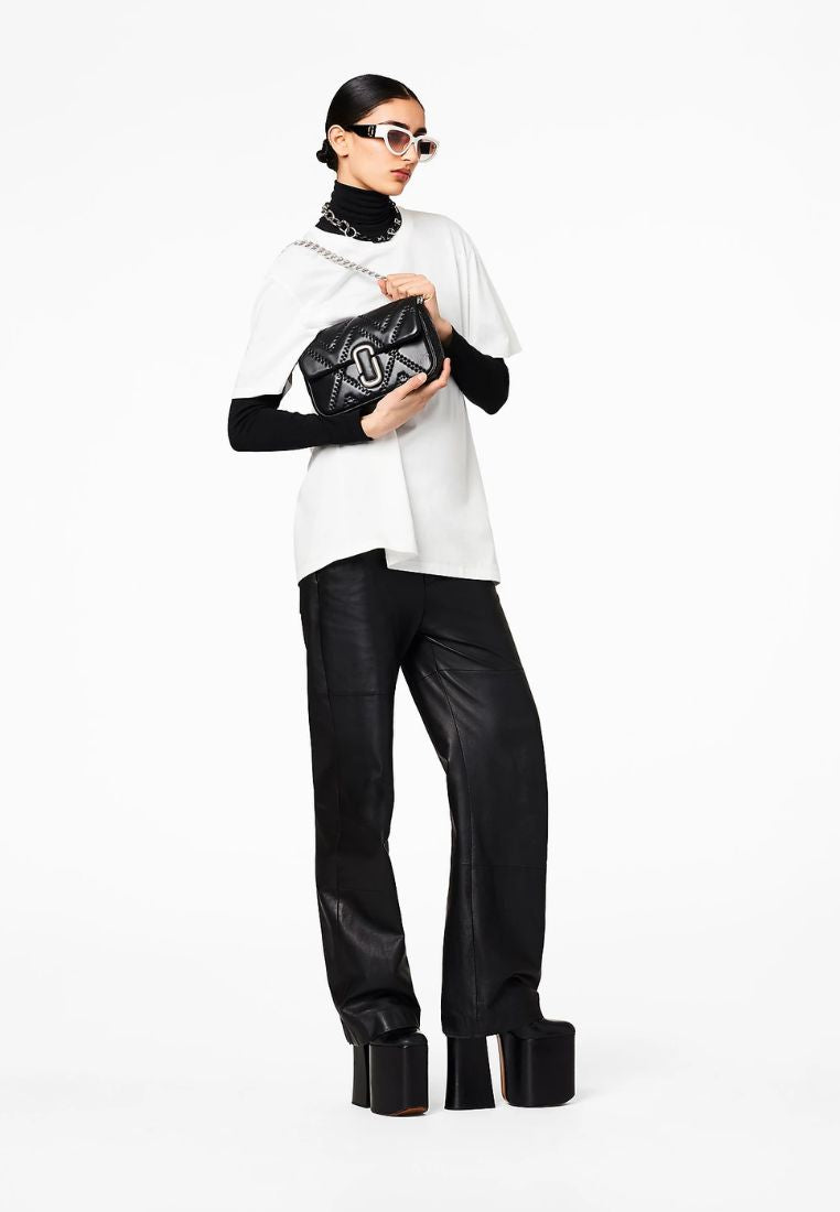 The Quilted Leather J Marc Shoulder Bag Black