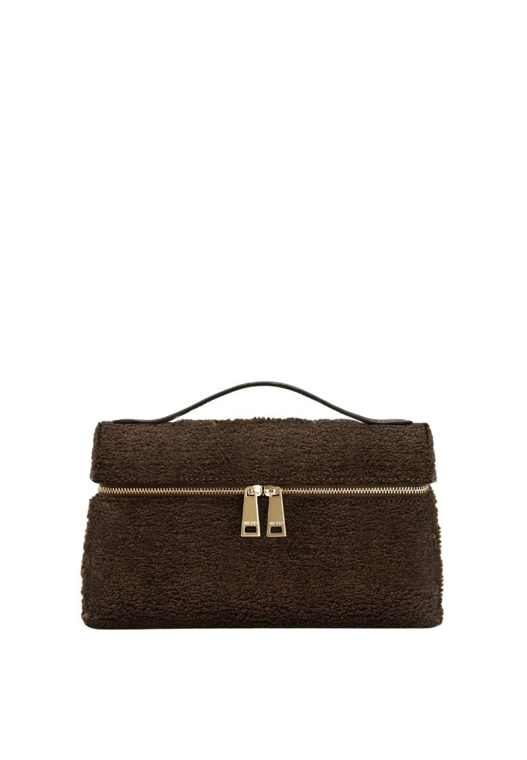 Thea Faux Fur Top Handle Bag - Mocha Brown
