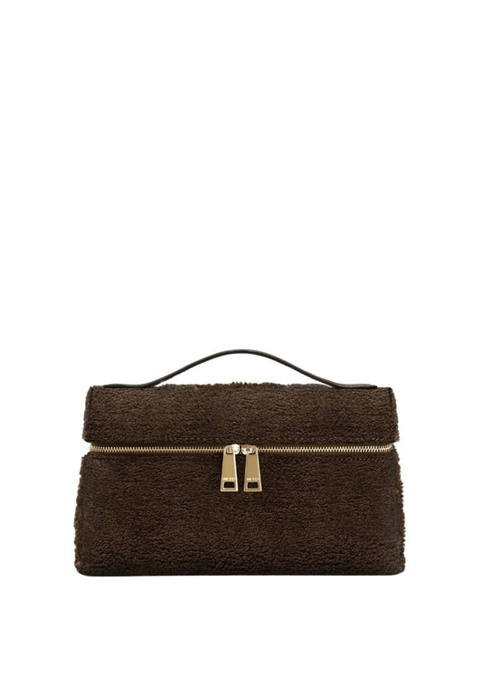 Thea Faux Fur Top Handle Bag - Mocha Brown