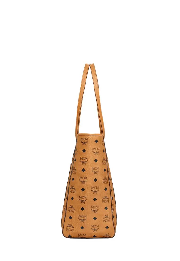 Toni Top-Zip Visetos Medium Shopper Bag Cognac