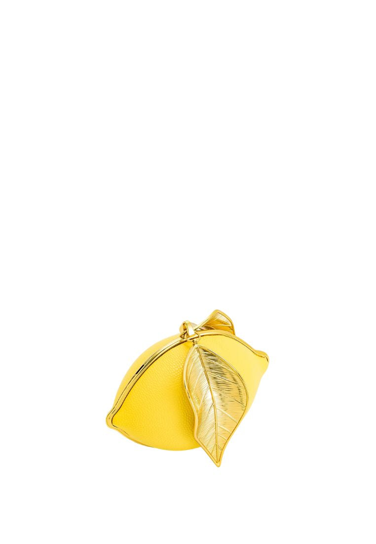 Tori Vegan Leather Metal Structure Clutch - Lemon Yellow