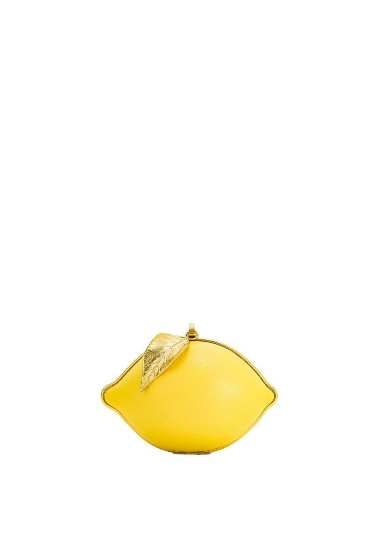 Tori Vegan Leather Metal Structure Clutch - Lemon Yellow
