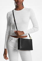 Trisha Medium Pebbled Leather Crossbody Bag Black