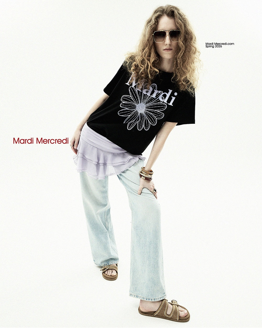 Tshirt FLOWERMARDI Black Light Purple
