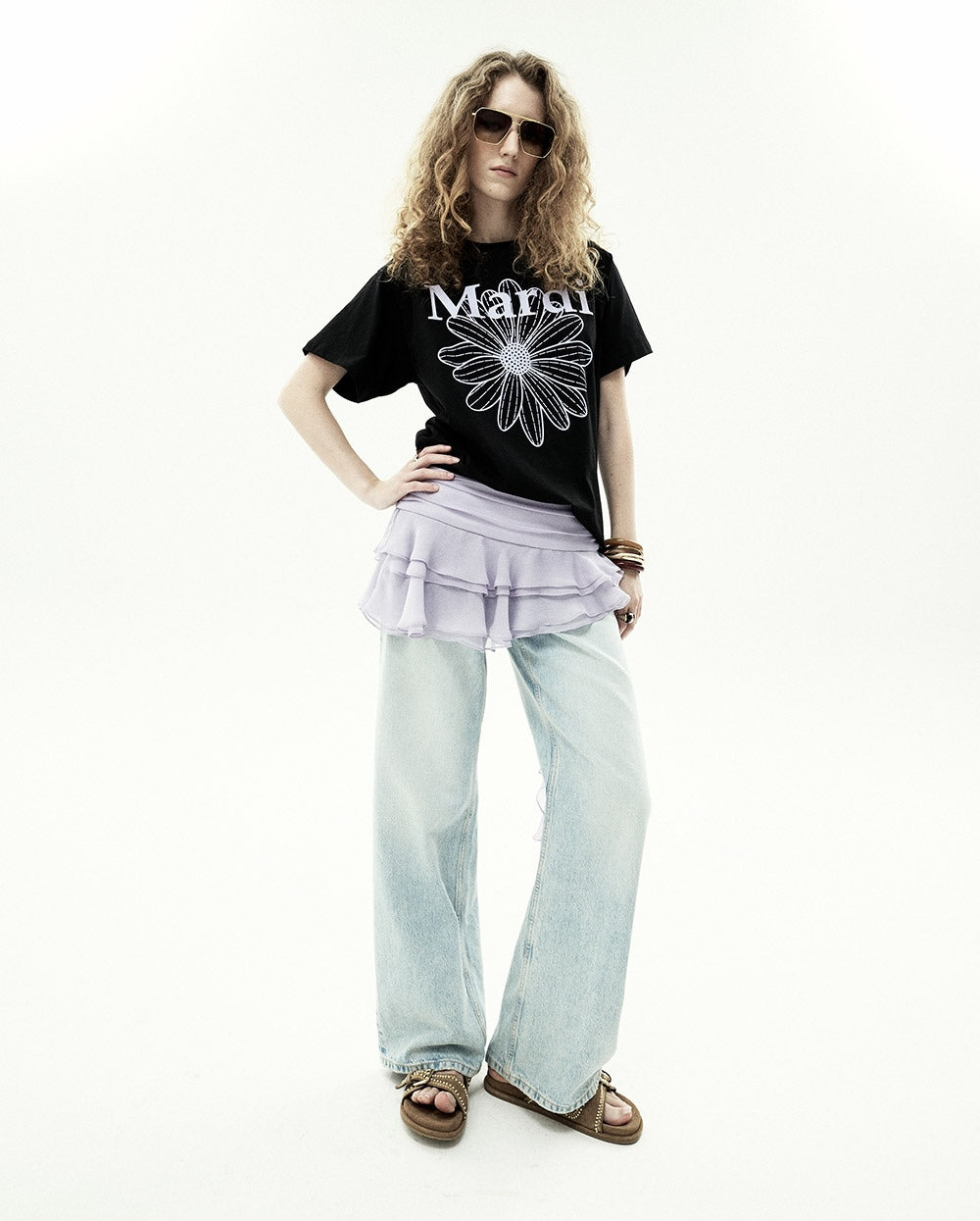 Tshirt FLOWERMARDI Black Light Purple