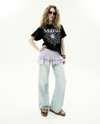Tshirt FLOWERMARDI Black Light Purple