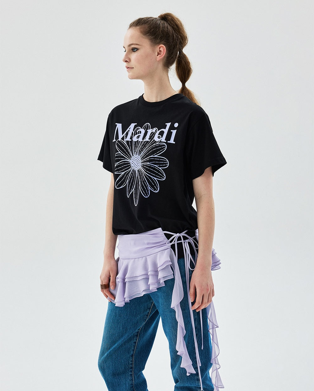 Tshirt FLOWERMARDI Black Light Purple
